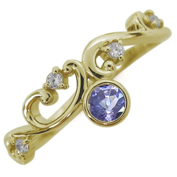 10金 タンザナイトリング レディース 指輪　アラベスク