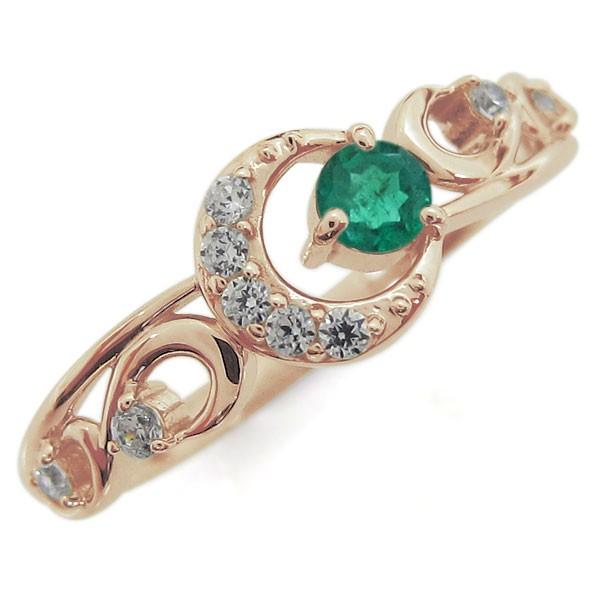 代引き手数料無料 月モチーフ エメラルド リング ムーン10金 5月誕生石 指輪 最新人気 World Of Heating De