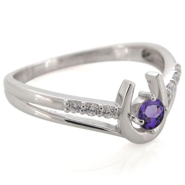 18金 アメジストリング 馬蹄 ホースシュー レディースの画像