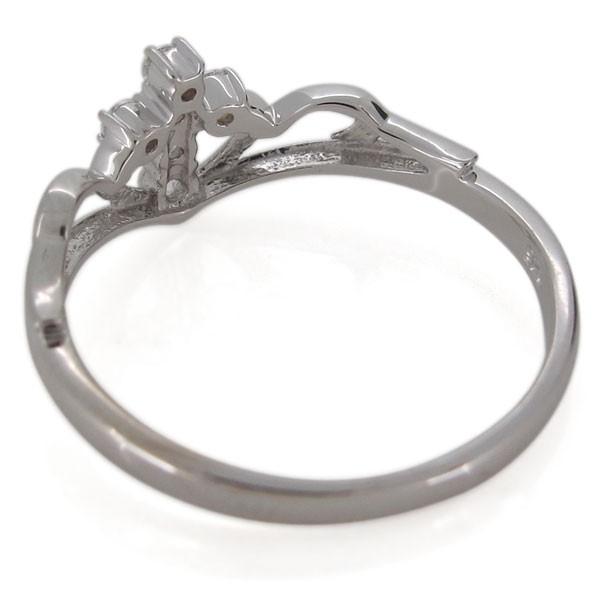 指輪 レディース V字リング キュービックジルコニア クロス ティアラ シルバー