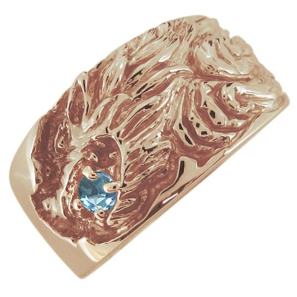 早い者勝ち訳あり！ 指輪 メンズ 狼 オオカミ ブルートパーズ 11月誕生石 10金 ウルフリング 【KUE3018476446】(108584円)