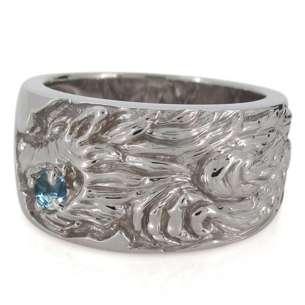 早い者勝ち訳あり！ 指輪 メンズ 狼 オオカミ ブルートパーズ 11月誕生石 10金 ウルフリング 【KUE3018476446】(108584円)