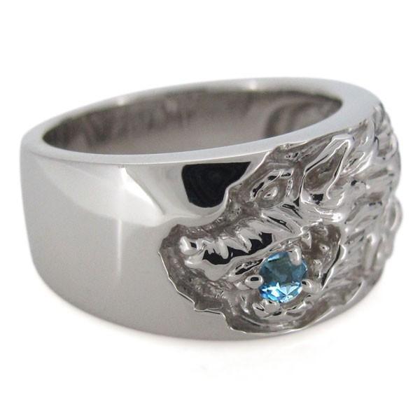 早い者勝ち訳あり！ 指輪 メンズ 狼 オオカミ ブルートパーズ 11月誕生石 10金 ウルフリング 【KUE3018476446】(108584円)