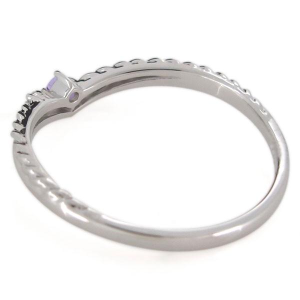 アメジスト 指輪 シルバーリング レディース V字リング かわいい