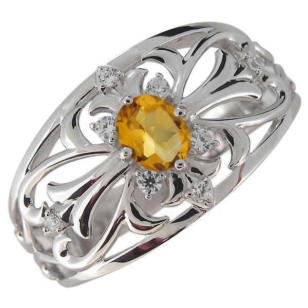 指輪 メンズ シルバー クロス シトリン 彼氏 20代 30代 40代