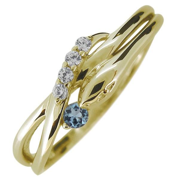 指輪 レディース 18金 18k ヘビ 蛇 3月誕生石 アクアマリンサンタマリア スネークリングの画像