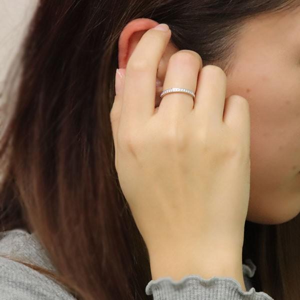プラチナ 指輪 天然石 ダイヤモンド エタニティ レディースリング シンプル 華奢 重ね付け クリスマス ポイント消化の画像