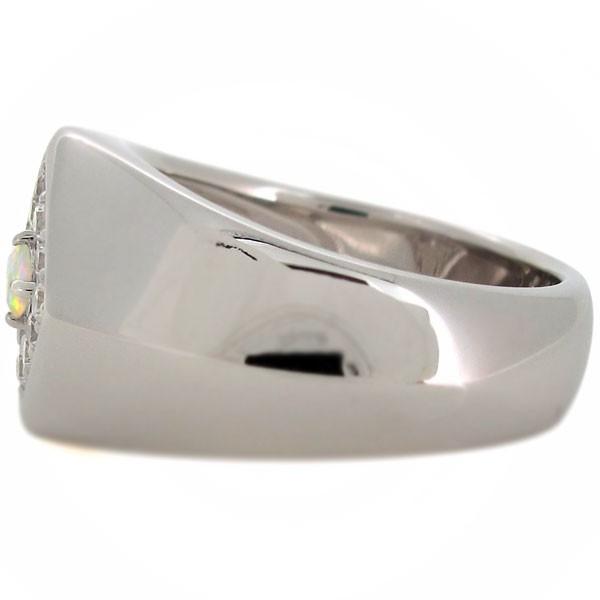 指輪 印台 メンズリング オパール 10月誕生石 プラチナ ひし形