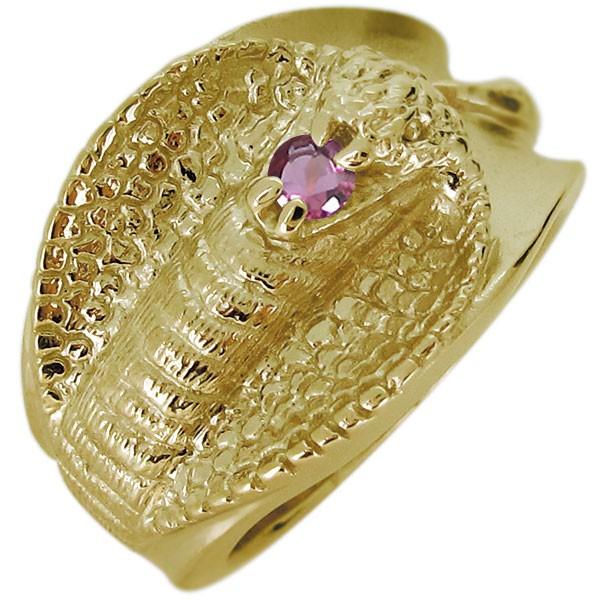 指輪 リング 太め K18 メンズ 蛇 スネーク 天然石 ピンクトルマリン Surbhipansari Com