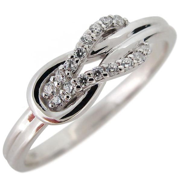 シルバー リング 指輪 ノット 結び レディース ダイヤモンド SV925 大人 かわいい おしゃれ 女性 重ねづけ