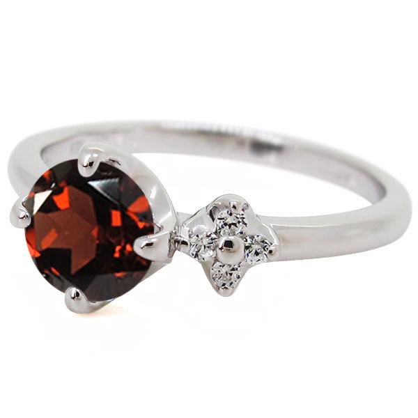 指輪 レディース シンプル 天然石 18金 18k リング ゴールド ピンク 誕生石 1月の画像