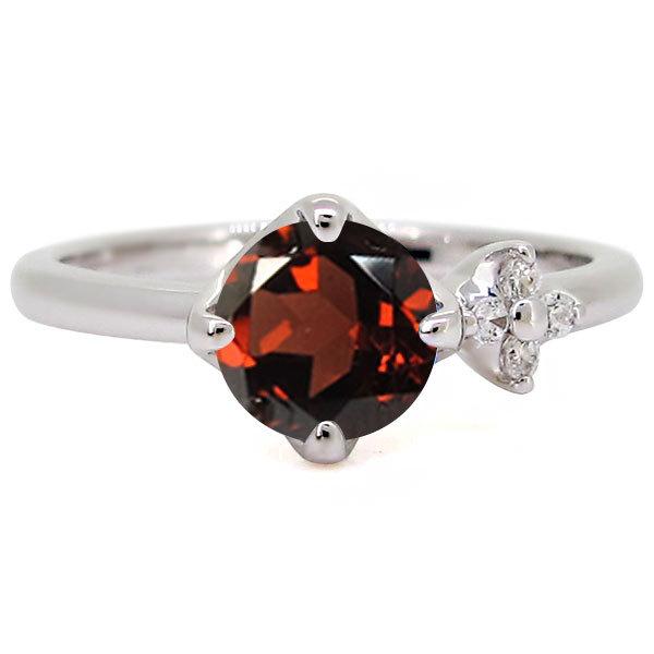 指輪 レディース シンプル 天然石 18金 18k リング ゴールド ピンク 誕生石 1月の画像