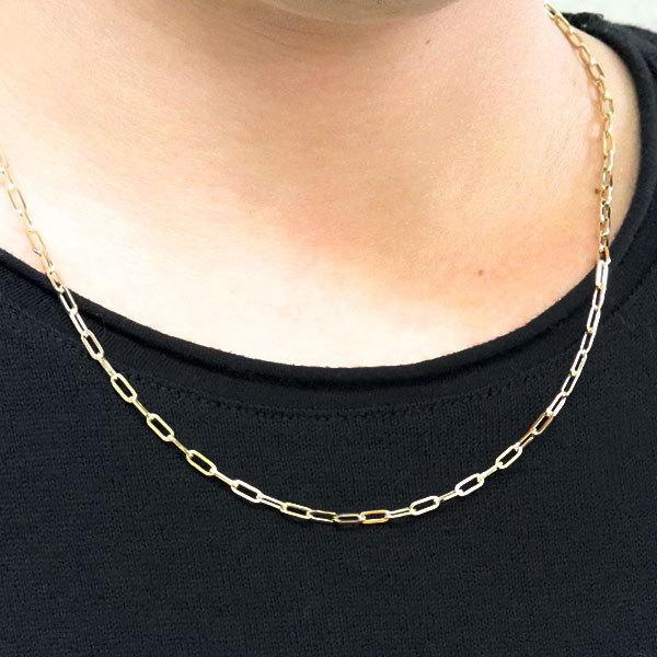 18金 ネックレス メンズ K18 ゴールド チェーン ペーパークリップ 中空