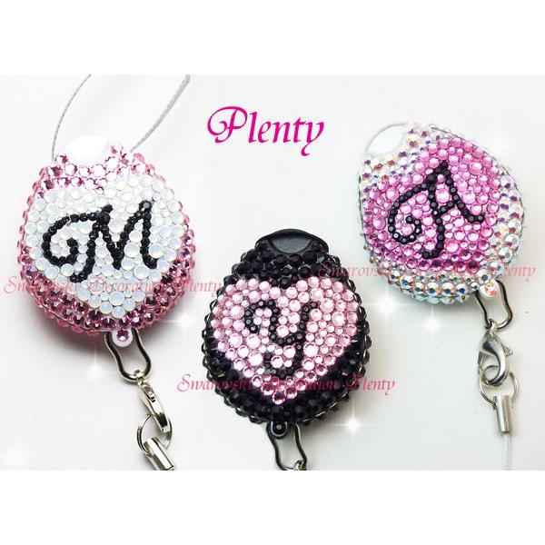 無料長期保証 ネックストラップ リール式 スワロフスキーデコ ハートイニシャルデコ 大注目 Studiostodulky Cz