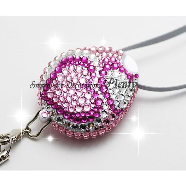 ネックストラップ 長さ調節 リール式 スワロフスキー デコ ダブル