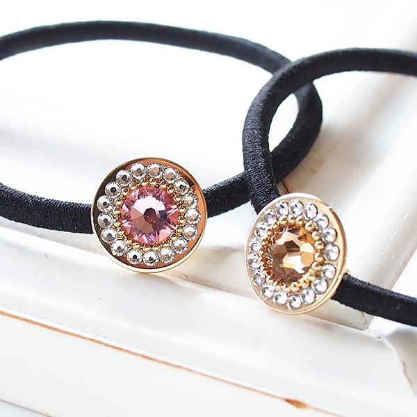 SWAROVSKI ヘアゴム おしゃれ 大粒スワロフスキーのラウンド SWAROVSKI ヘアゴム おしゃれ 大粒スワロフスキーのラウンド