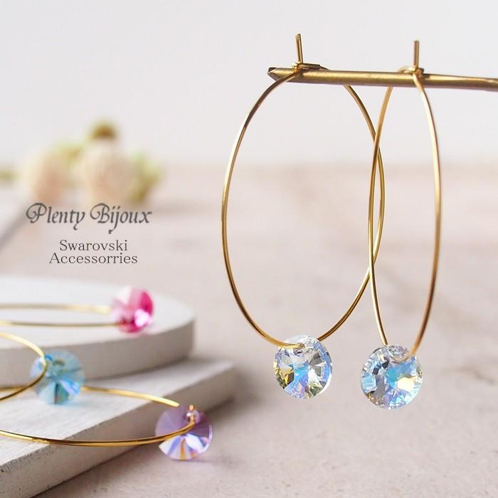SWAROVSKI（スワロフスキー） フープピアス 大きめ ゴールド 金属