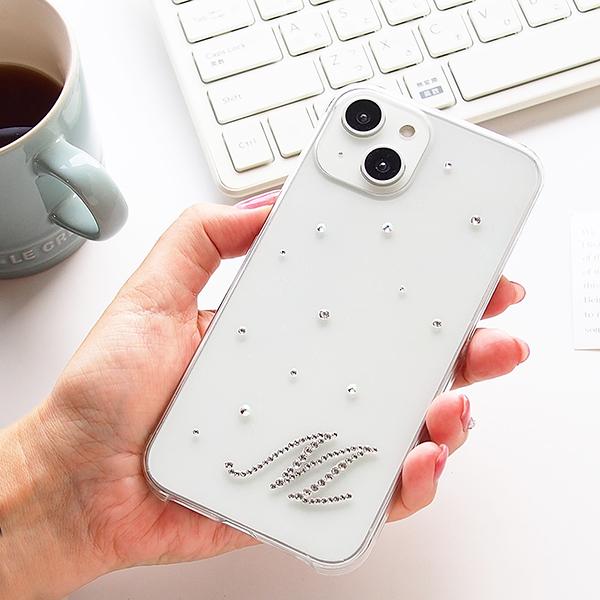 SWAROVSKI スマホケース スワロフスキー ひかえめイニシャルデコ SWAROVSKI スマホケース スワロフスキー ひかえめイニシャルデコ