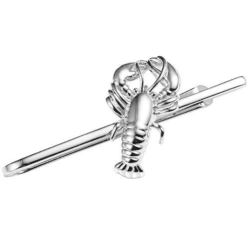 おもしろいネクタイピンメンズ ロブスタータイピン細誕生日プレゼントシルバーおしゃれネクタイクリップ人気小物