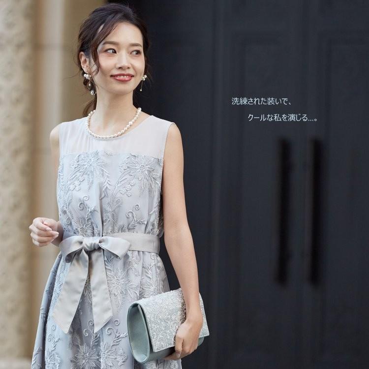 パーティードレス 結婚式 二次会 服装 親族 披露宴 謝恩会 卒業パーティー ゲスト 刺繍レースドレス 20代 30代 40代 プリカ 3-2007op-2 グレー_4