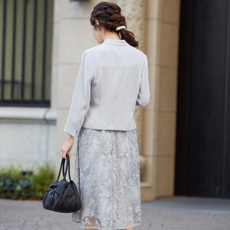 グレー レース装飾 ボディスーツ Lサイズ セットアップ レディーススーツ ジャケットdsz0124 ライトグレー