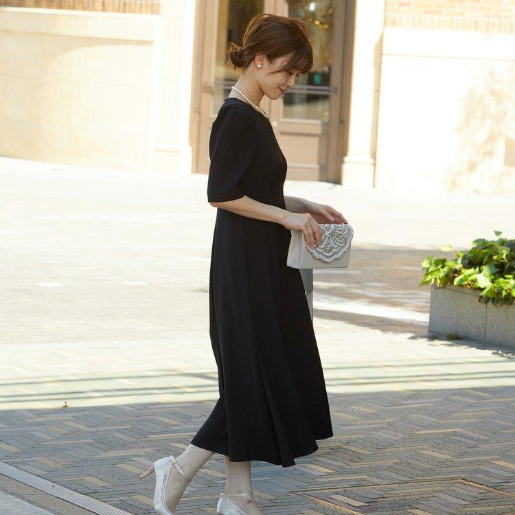 パーティードレス 結婚式 二次会 服装 親族 披露宴 謝恩会 卒業パーティー ゲストドレス 袖あり 20代 30代 40代 おしゃれ プリカ 3-5116-1 ブラック_6