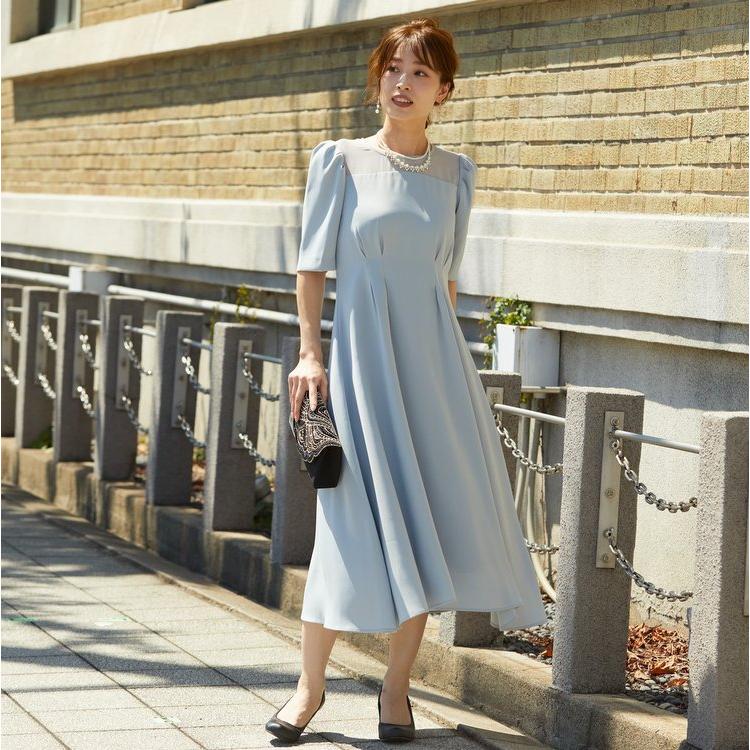パーティードレス 結婚式 二次会 服装 親族 披露宴 謝恩会 卒業パーティー ゲストドレス 袖あり 20代 30代 40代 おしゃれ プリカ 3-5116 グレー_2
