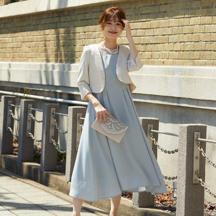 パーティードレス 結婚式 二次会 服装 親族 披露宴 謝恩会 卒業パーティー ゲストドレス 袖あり 20代 30代 40代 おしゃれ プリカ 3-5116 グレー_7