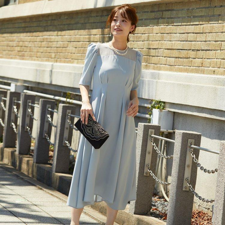 パーティードレス 結婚式 二次会 服装 親族 披露宴 謝恩会 卒業パーティー ゲストドレス 袖あり 20代 30代 40代 おしゃれ プリカ 3-5116 グレー_9