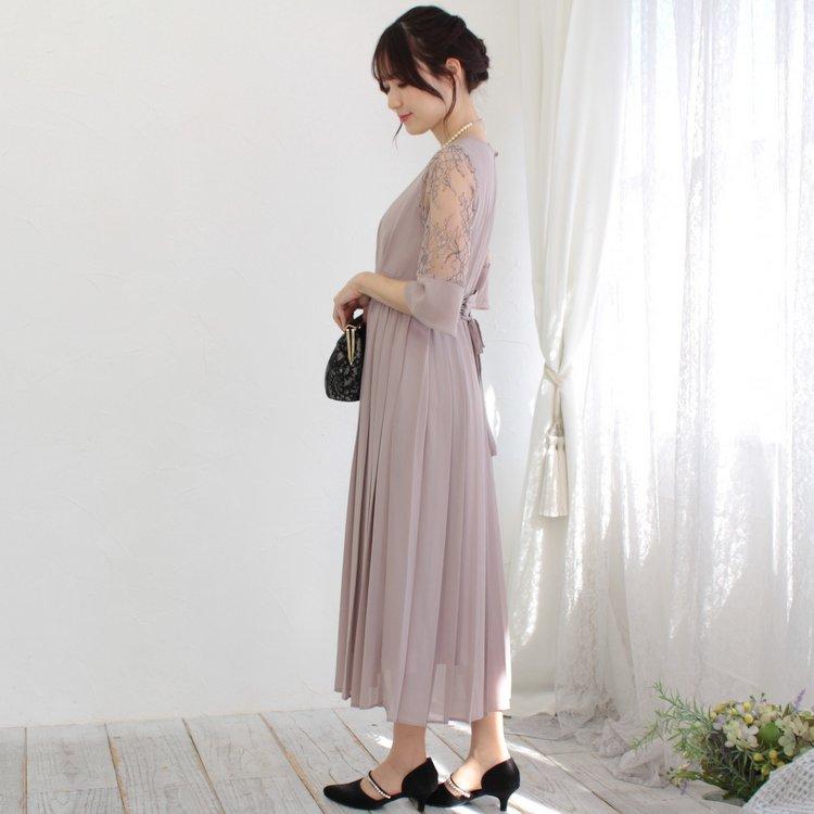 パーティードレス結婚式 二次会 服装 親族 披露宴 ゲスト 総レース ロングドレス 袖あり 20代 30代 40代 おしゃれ プリカ 3-5135 ローズベージュ_7