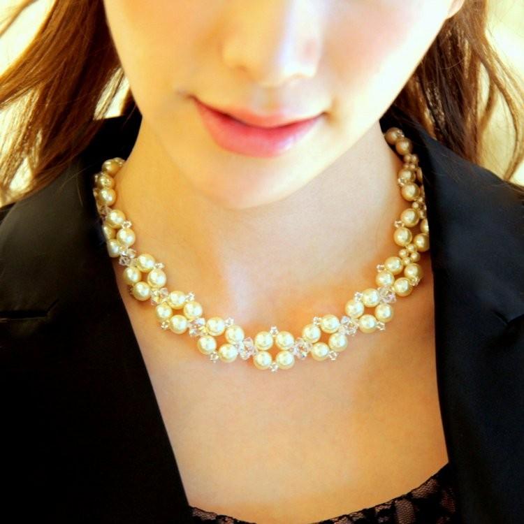 パーティーネックレス パールネックレス デザインネックレス レディース ネックレス お呼ばれ 結婚式 パーティー エレガント アクセサリー 3-24739 | PLIQUA | 06