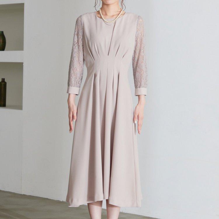 パーティードレス 結婚式 二次会 服装 親族 披露宴 卒業パーティー 日本製 上品 ロング丈 20代 30代 40代 おしゃれ プリカ 5-3106op-1 ベージュ_10