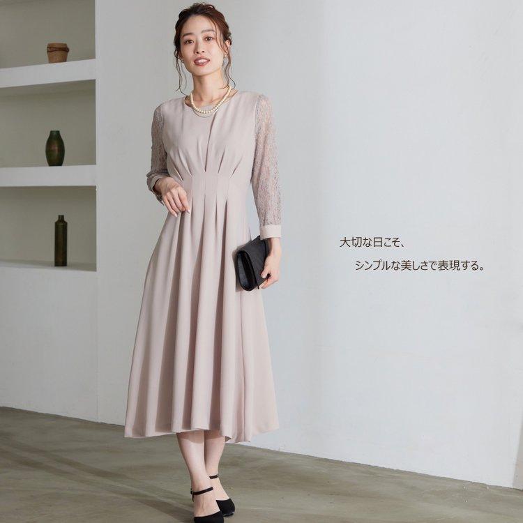 パーティードレス 結婚式 二次会 服装 親族 披露宴 卒業パーティー 日本製 上品 ロング丈 20代 30代 40代 おしゃれ プリカ 5-3106op-1 ベージュ_9
