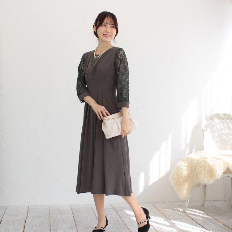 パーティードレス 結婚式 二次会 服装 親族 披露宴 謝恩会 ゲスト 日本製 上品 ロング丈 20代 30代 40代 おしゃれ プリカ 5-3106op オリーブ_3