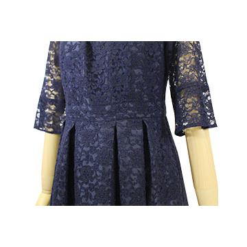 ネイビー パーティードレス　お呼ばれドレス　食事会　結婚式　二次会 タックが広がるネイビードレス☆ドレス パーティドレス