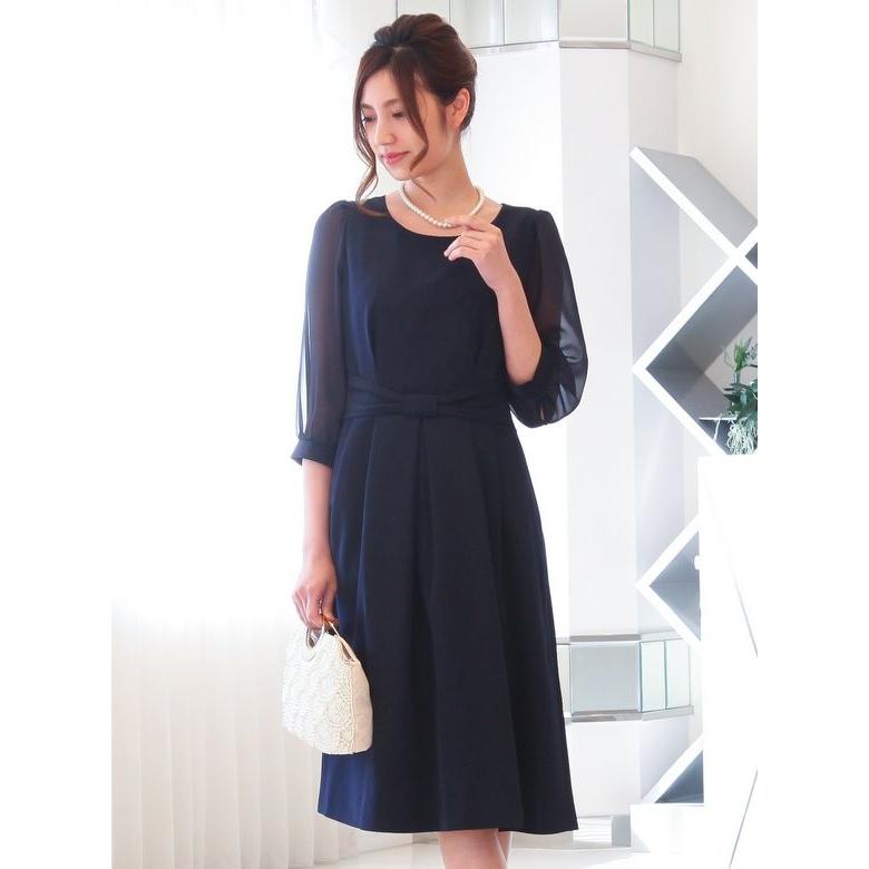 結婚式 ワンピース ドレス パーティードレス 袖あり フォーマル お呼ばれ 大人 ミセス 顔合わせ 女性 代30代40代 レディース 3115op ダークネイビー 5 3115op Pliqua ヤフーショッピング店 通販 Yahoo ショッピング