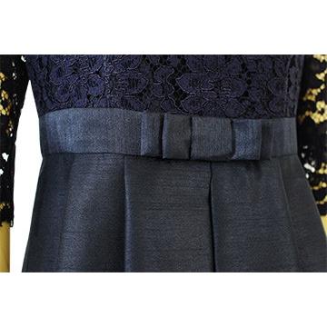 パーティードレス 結婚式 ワンピース 袖あり ドレス フォーマル お呼ばれ 大人 上品 代 30代 40代 50代 服装 ミセス 衣装 日本製 9100op ダークネイビー 5 9100op Pliqua ヤフーショッピング店 通販 Yahoo ショッピング