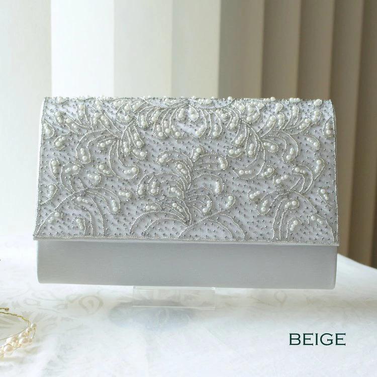 【美品】セレモニーバック　ホワイト クラッチバッグ　結婚式＆パーティーバック PLIQUA（プリカ） パーティーバッグ 結婚式バッグ セレモニーバッグ
