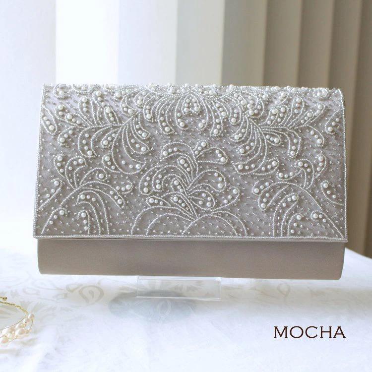 【美品】セレモニーバック　ホワイト クラッチバッグ　結婚式＆パーティーバック PLIQUA（プリカ） パーティーバッグ 結婚式バッグ セレモニーバッグ