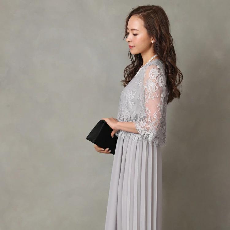 【超美品】結婚式お呼ばれドレス　大きいサイズ PourVous ドレス 結婚式 パーティードレス ミモレ丈と袖あり