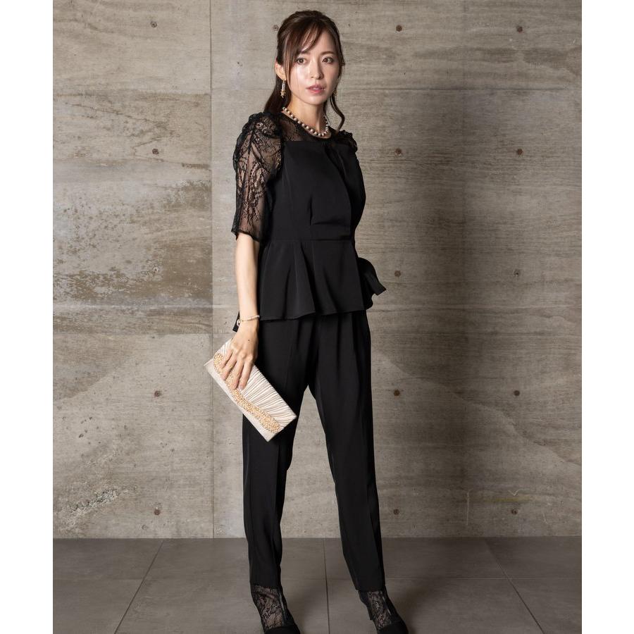 パンツドレス 結婚式 お呼ばれ 服装 お呼ばれドレス レースドレス 大きいサイズ 会社パーティー 20代 30代 40代 お呼ばれコーデ 袖あり パンツドレス_11