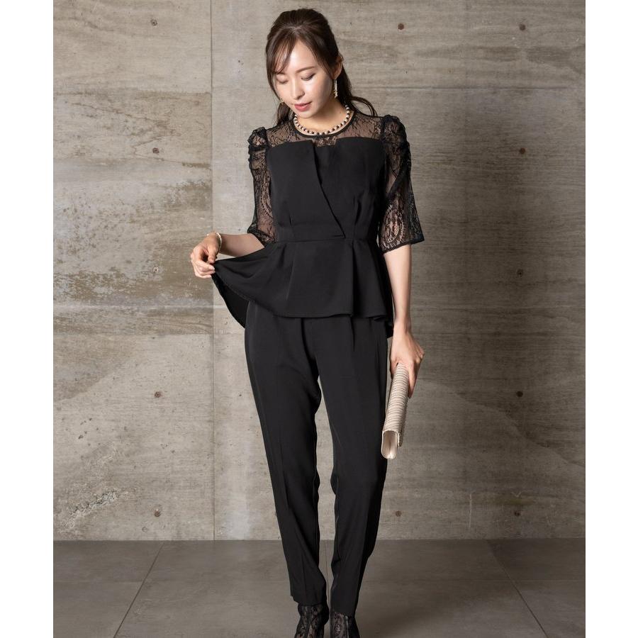 パンツドレス 結婚式 お呼ばれ 服装 お呼ばれドレス レースドレス 大きいサイズ 会社パーティー 20代 30代 40代 お呼ばれコーデ 袖あり パンツドレス_7
