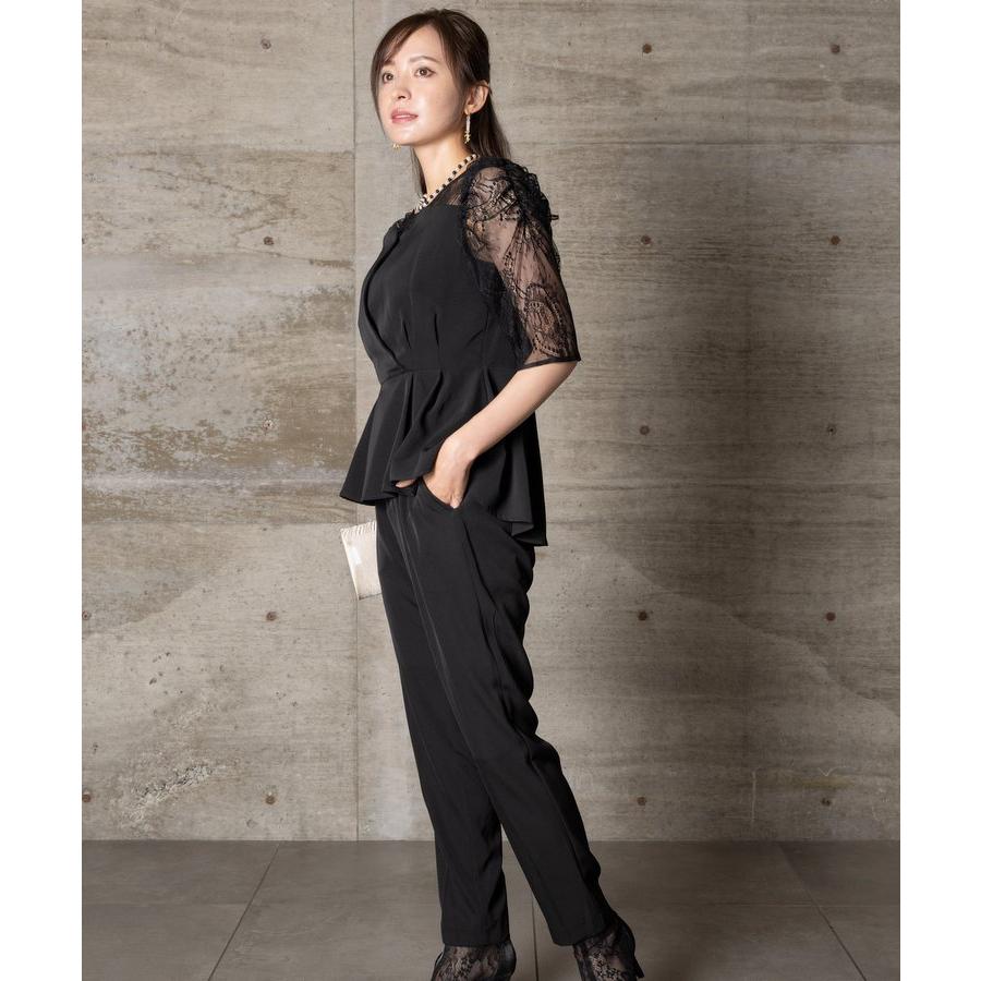 パンツドレス 結婚式 お呼ばれ 服装 お呼ばれドレス レースドレス 大きいサイズ 会社パーティー 20代 30代 40代 お呼ばれコーデ 袖あり パンツドレス_8