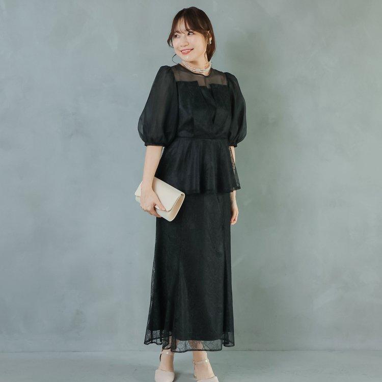 パーティードレス 結婚式 親族 服装 お呼ばれドレス レースドレス 大きいサイズ ツーピース 30代 40代 50代 おしゃれドレス 袖あり 膝下 セパレートドレス_13