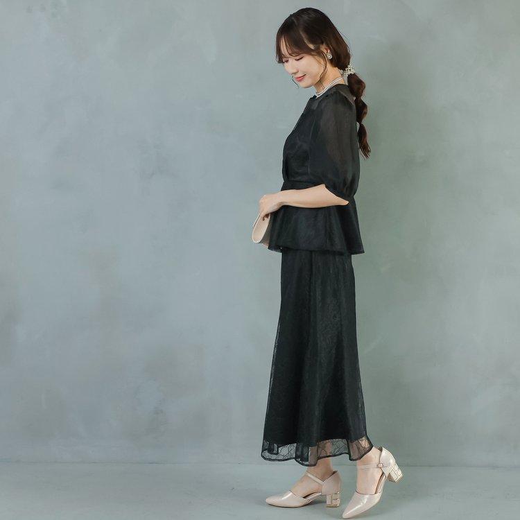 パーティードレス 結婚式 親族 服装 お呼ばれドレス レースドレス 大きいサイズ ツーピース 30代 40代 50代 おしゃれドレス 袖あり 膝下 セパレートドレス_14