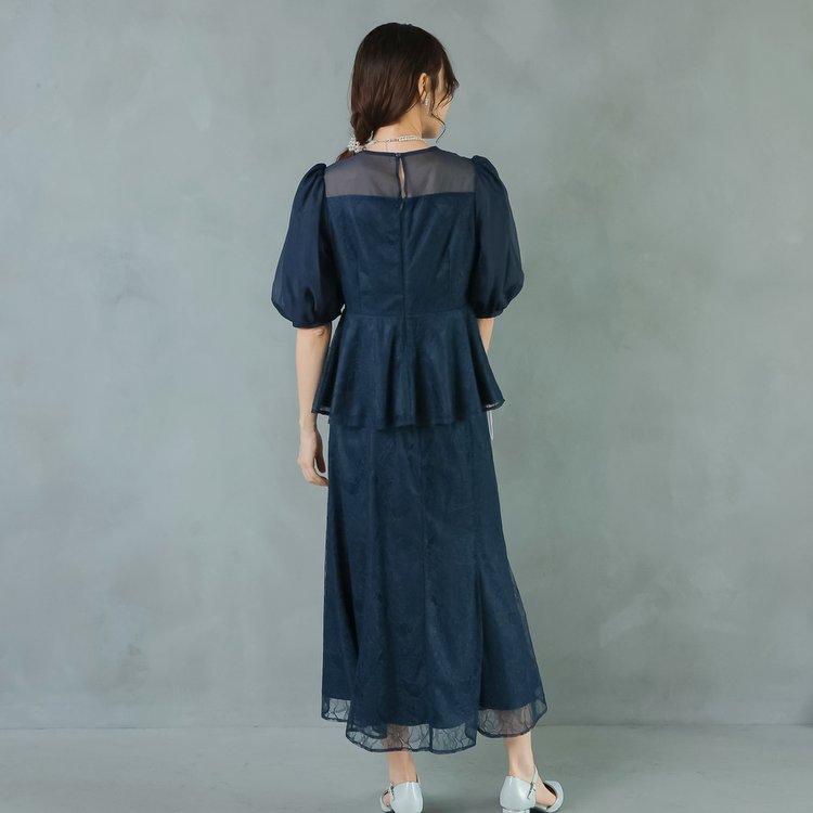 パーティードレス 結婚式 親族 服装 お呼ばれドレス レースドレス 大きいサイズ ツーピース 30代 40代 50代 おしゃれドレス 袖あり 膝下 セパレートドレス_4