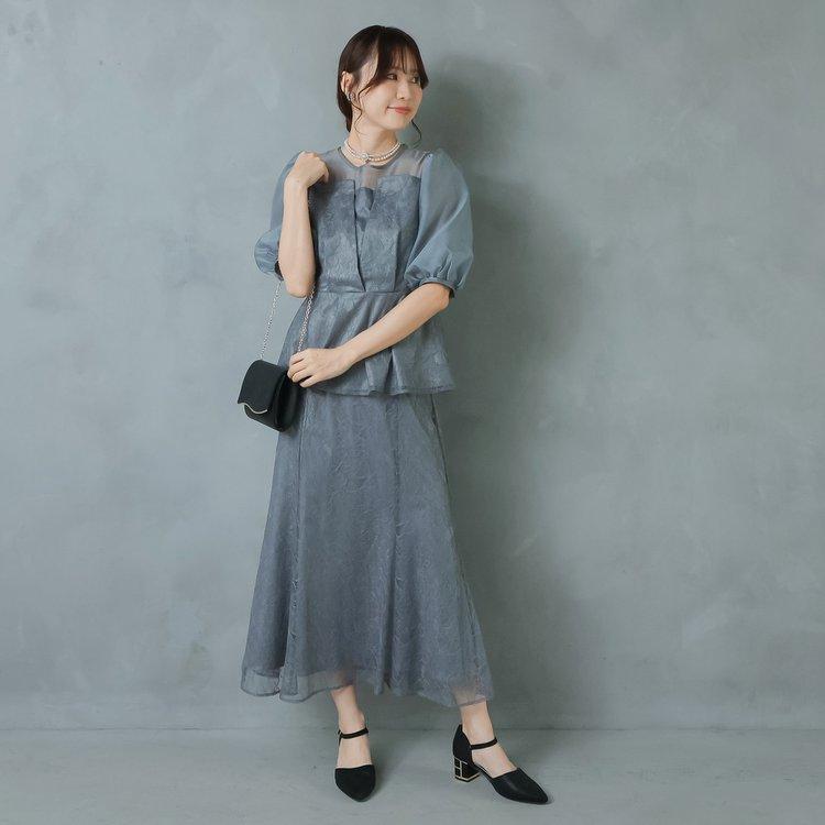 パーティードレス 結婚式 親族 服装 お呼ばれドレス レースドレス 大きいサイズ ツーピース 30代 40代 50代 おしゃれドレス 袖あり 膝下 セパレートドレス_7