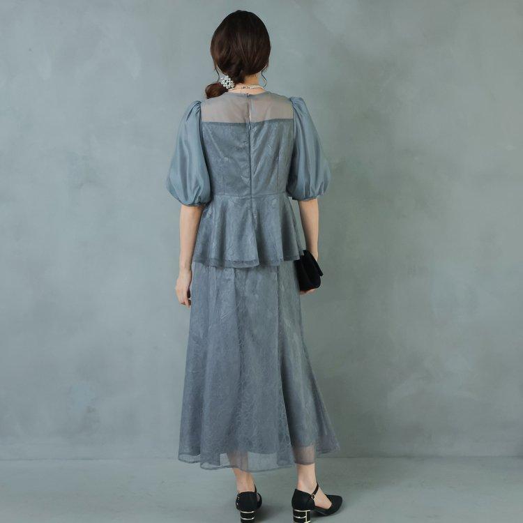 パーティードレス 結婚式 親族 服装 お呼ばれドレス レースドレス 大きいサイズ ツーピース 30代 40代 50代 おしゃれドレス 袖あり 膝下 セパレートドレス_9