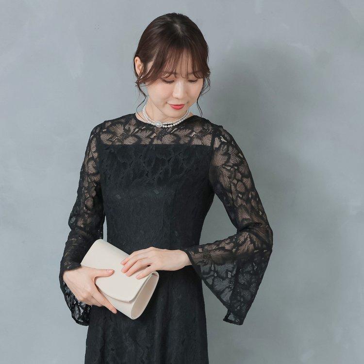 フォーマルドレス Ｌサイズ ブラック レーストップス付き結婚式マザーズドレス PLIQUA（プリカ） フォーマルドレス 結婚式 親族 服装 マザードレス