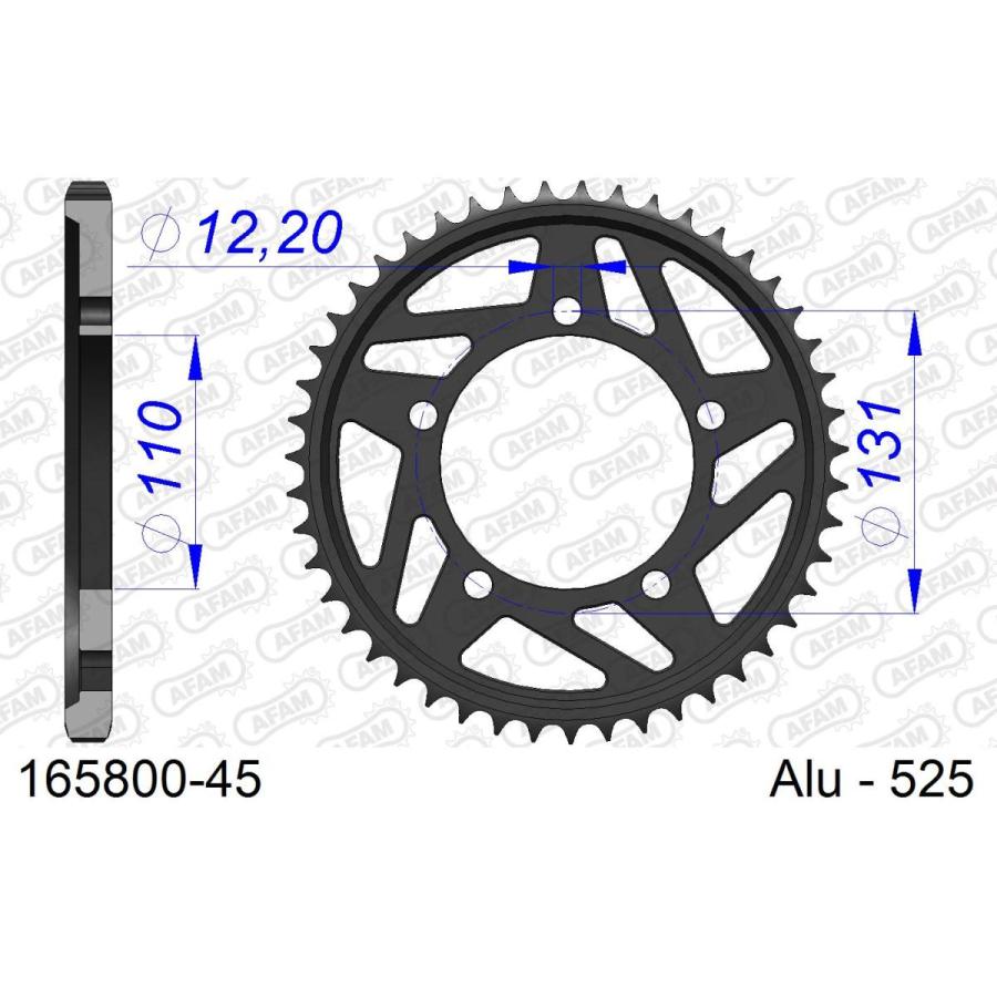 [特価品]アファム Rスプロケット 525-45 アルミ ガンメタ S1000RR 09-10 165800-45 |  | 01